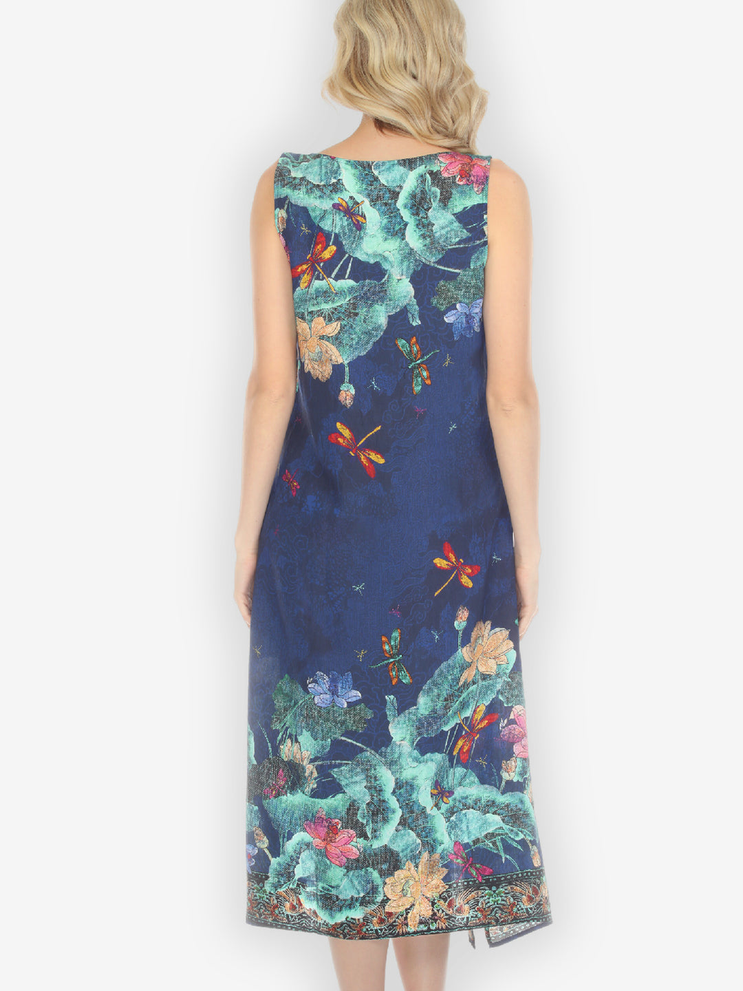 Dragonfly Lotus Turquoise Tank Dress