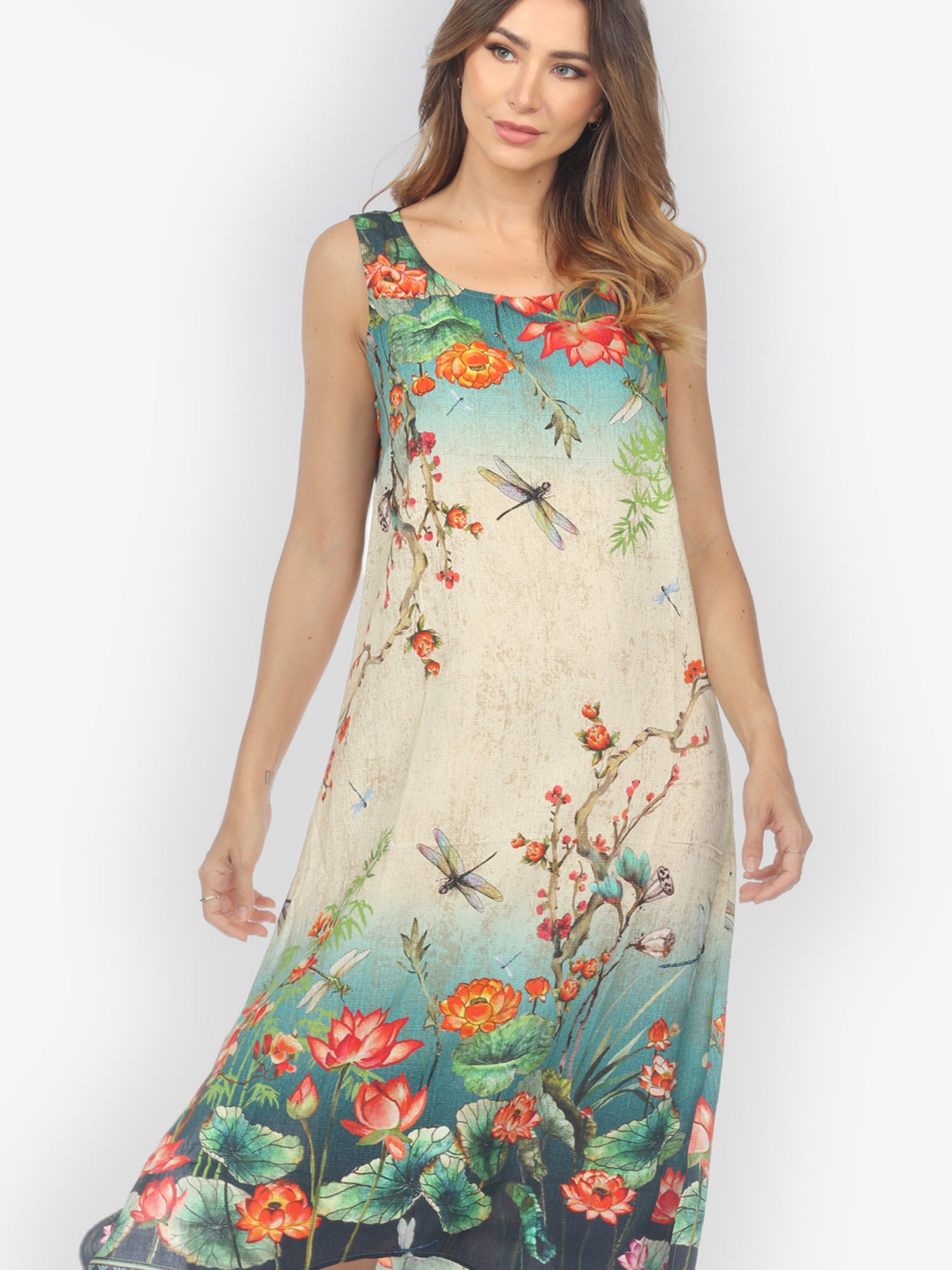 Lotus With Dragonfly Tank Dress CITRON CLOTHING Lotus With Dragonfly Tank Dress CITRON CLOTHING