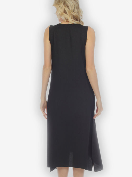 Solid Black Silk Blend Tank Dress