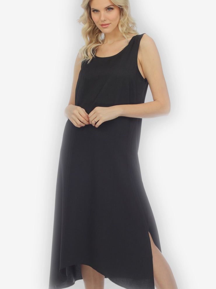 Solid Black Silk Blend Tank Dress CITRON CLOTHING Solid Black Silk Blend Tank Dress CITRON CLOTHING