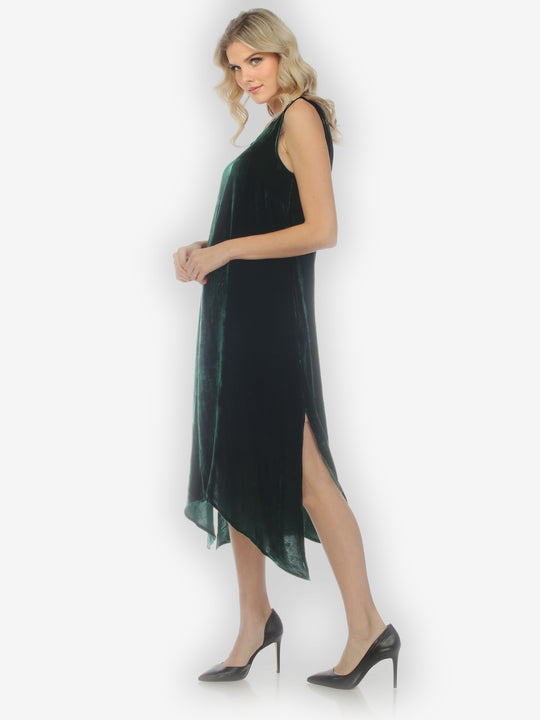 Green Velvet Silk Tank Dress
