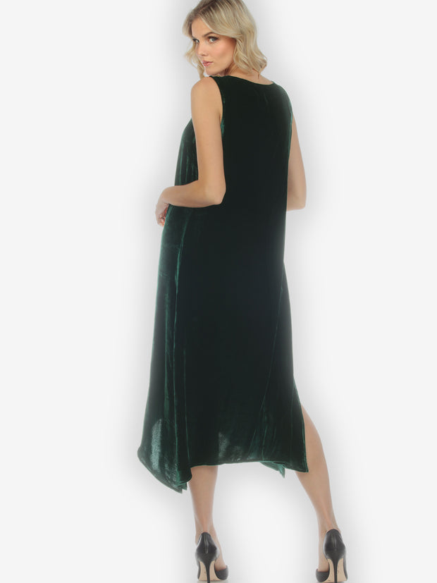Green Velvet Silk Tank Dress