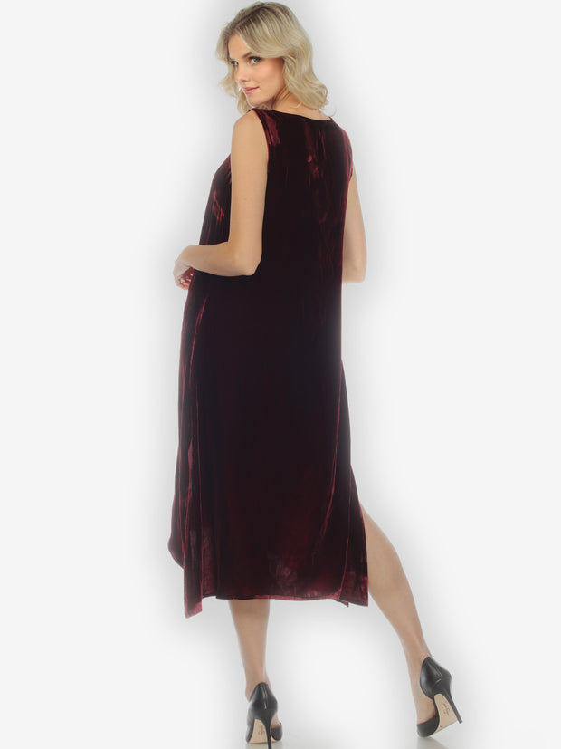 Red Velvet Silk Tank Dress