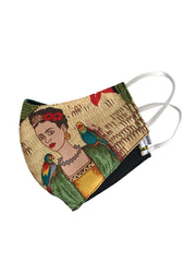 Citron Frida Khalo Print Cotton Mask