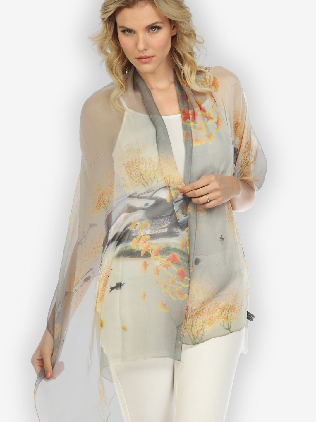 Golden Happy Silk Scarf