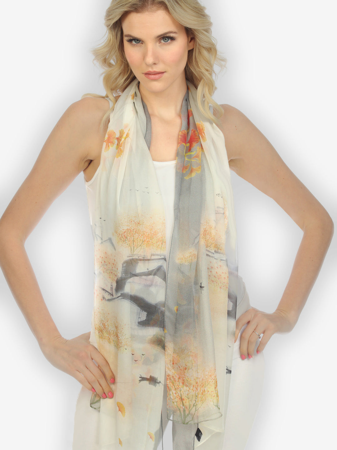 Golden Happy Silk Scarf