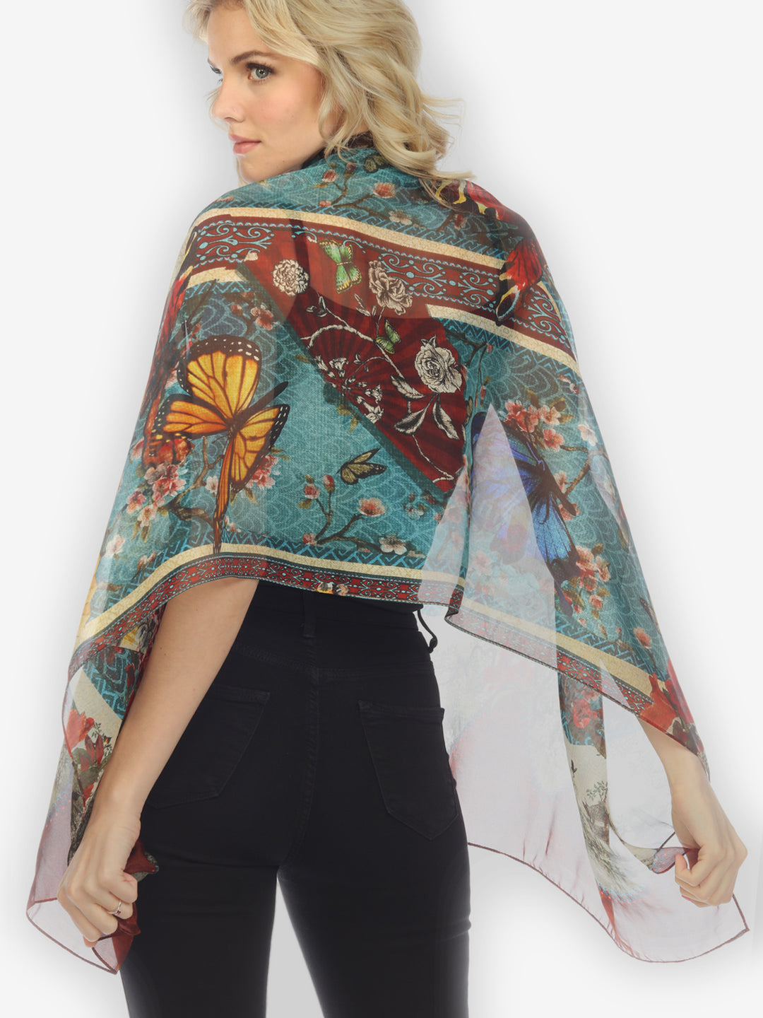 Fabulous Fans Flowers Silk Scarf