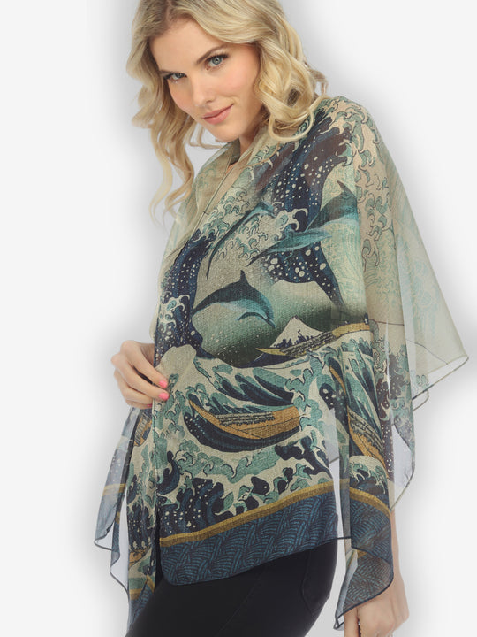Japanese Wave Silk Scarf