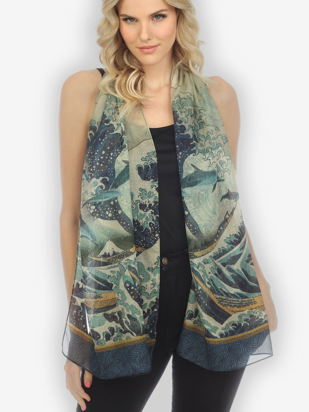 Japanese Wave Silk Scarf