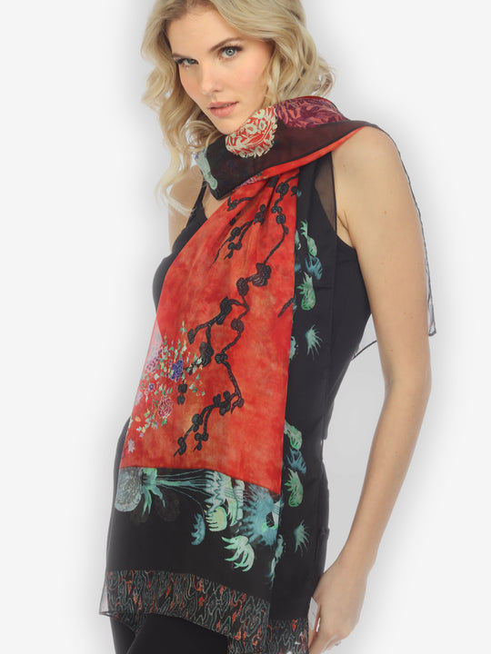 Landscape Mono Tree Silk Scarf