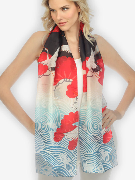 Sea Crane Sky Silk Scarf