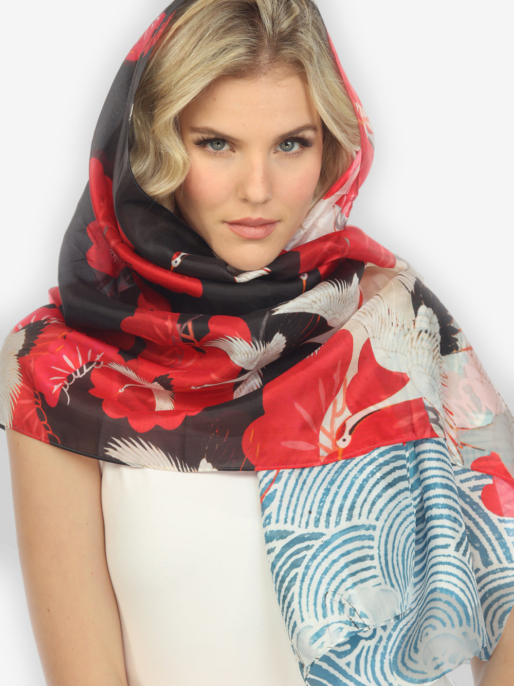 Sea Crane Sky Silk Scarf