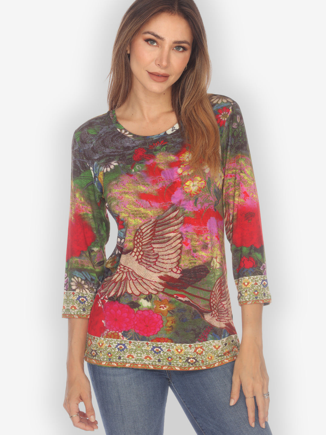 Crane Flowers Tapestry Exclusive Tee