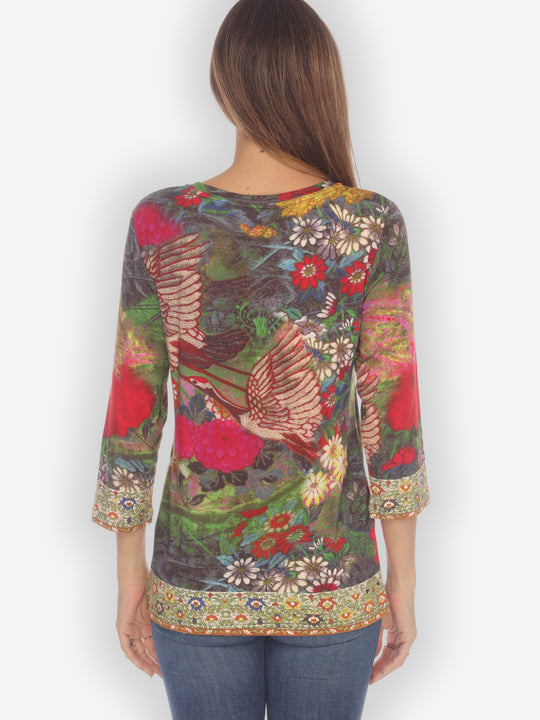 Crane Flowers Tapestry Exclusive Tee