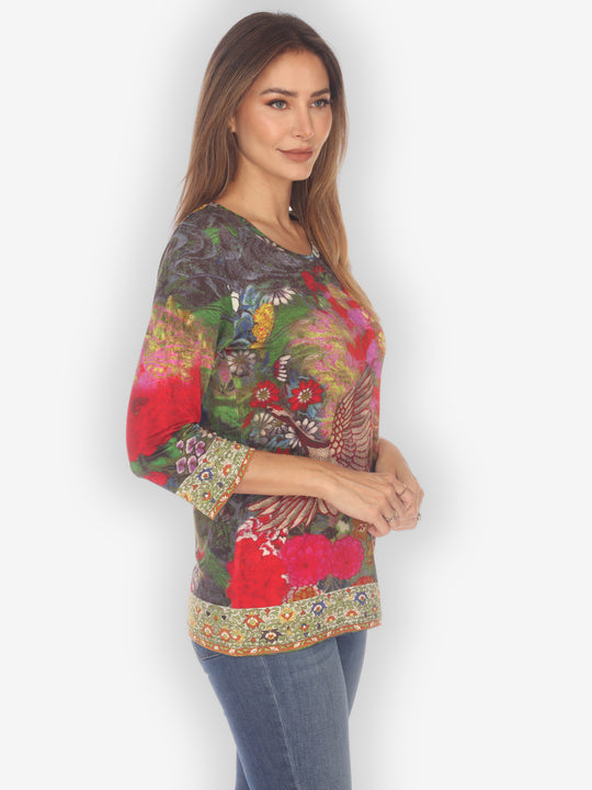 Crane Flowers Tapestry Exclusive Tee