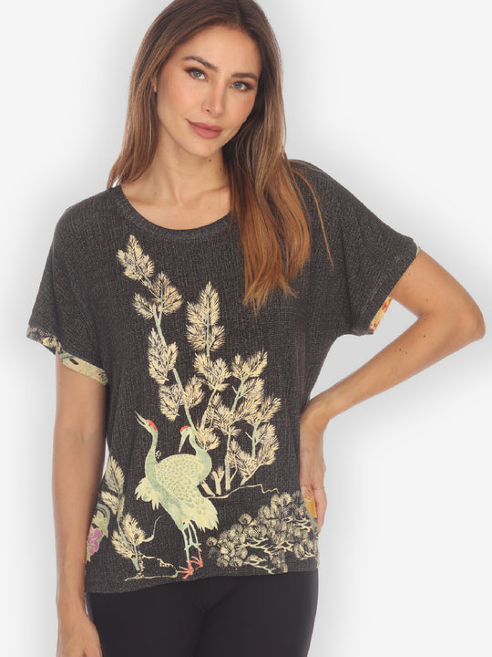 Crane Mountain Sky Cap Sleeves Tee