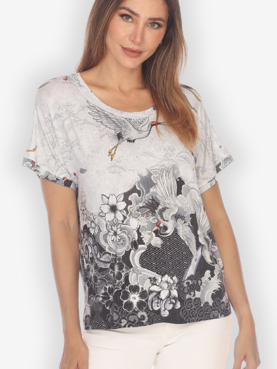 Crane Mountain Sky Cap Sleeves Tee