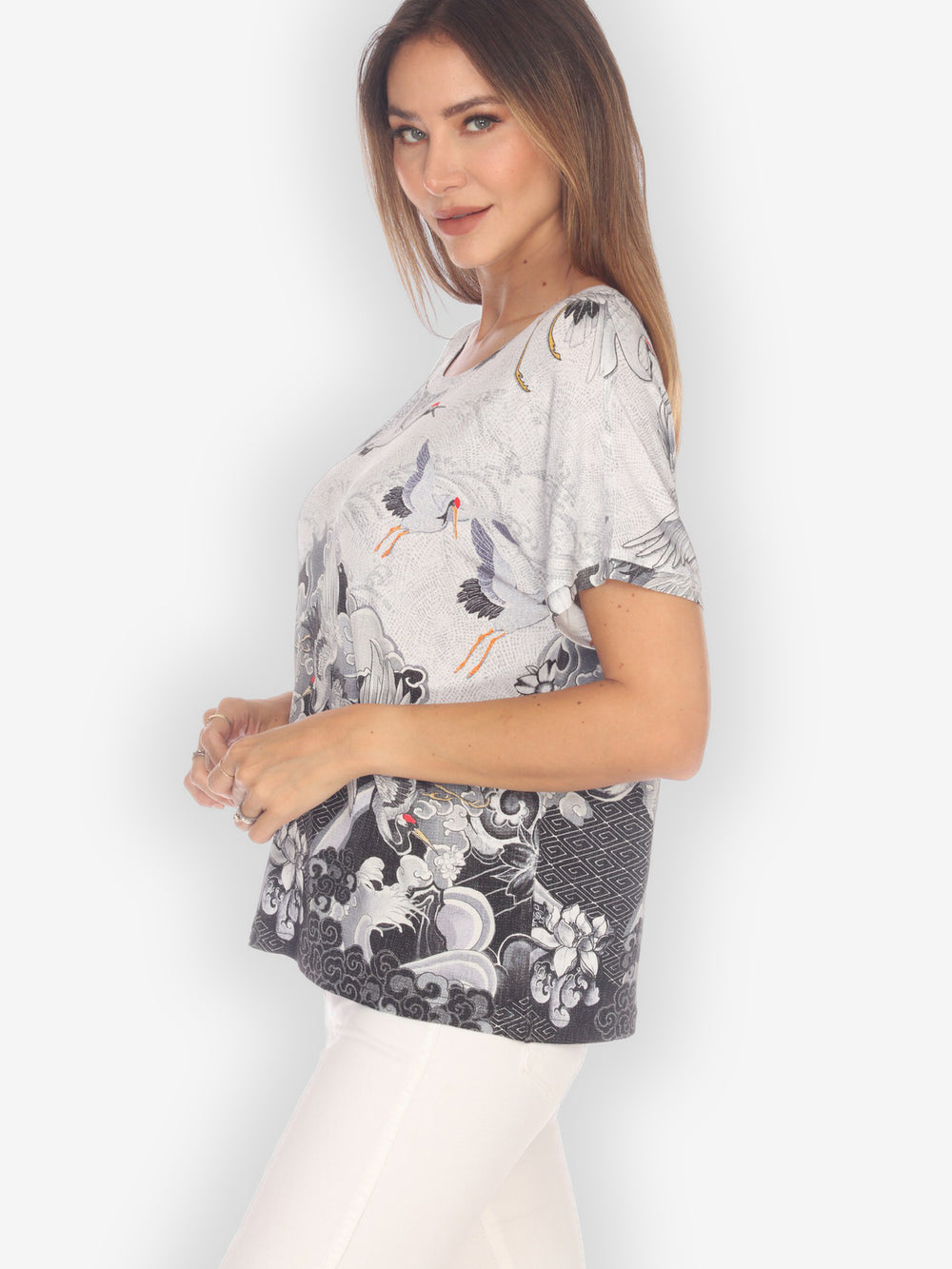 Crane Mountain Sky Cap Sleeves Tee