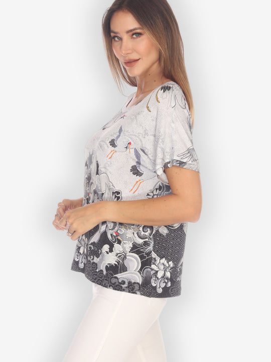 Crane Mountain Sky Cap Sleeves Tee