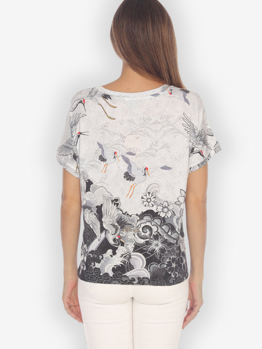Crane Mountain Sky Cap Sleeves Tee