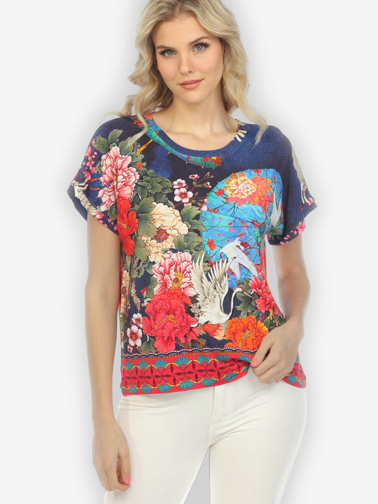Crane Mountain Sky Cap Sleeves Tee