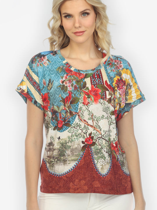 Crane Mountain Sky Cap Sleeves Tee