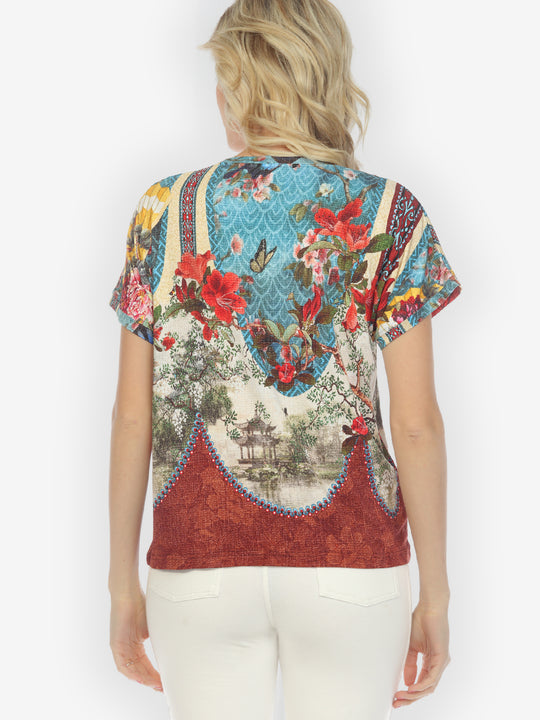 Crane Mountain Sky Cap Sleeves Tee