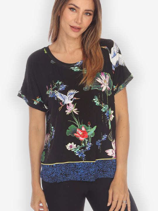 Crane Mountain Sky Cap Sleeves Tee