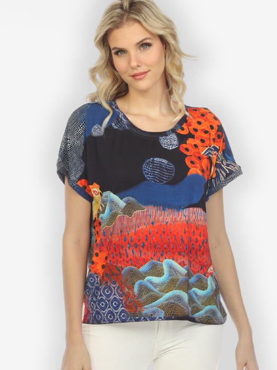 Crane Mountain Sky Cap Sleeves Tee