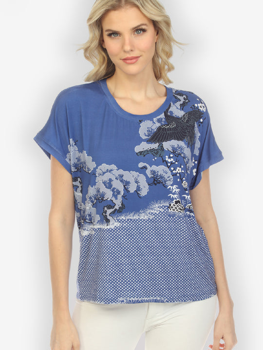 Crane Mountain Sky Cap Sleeves Tee