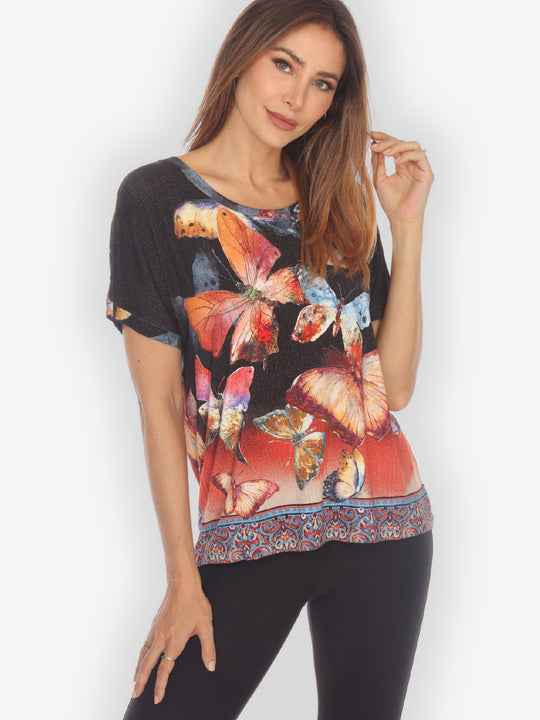 Crane Mountain Sky Cap Sleeves Tee