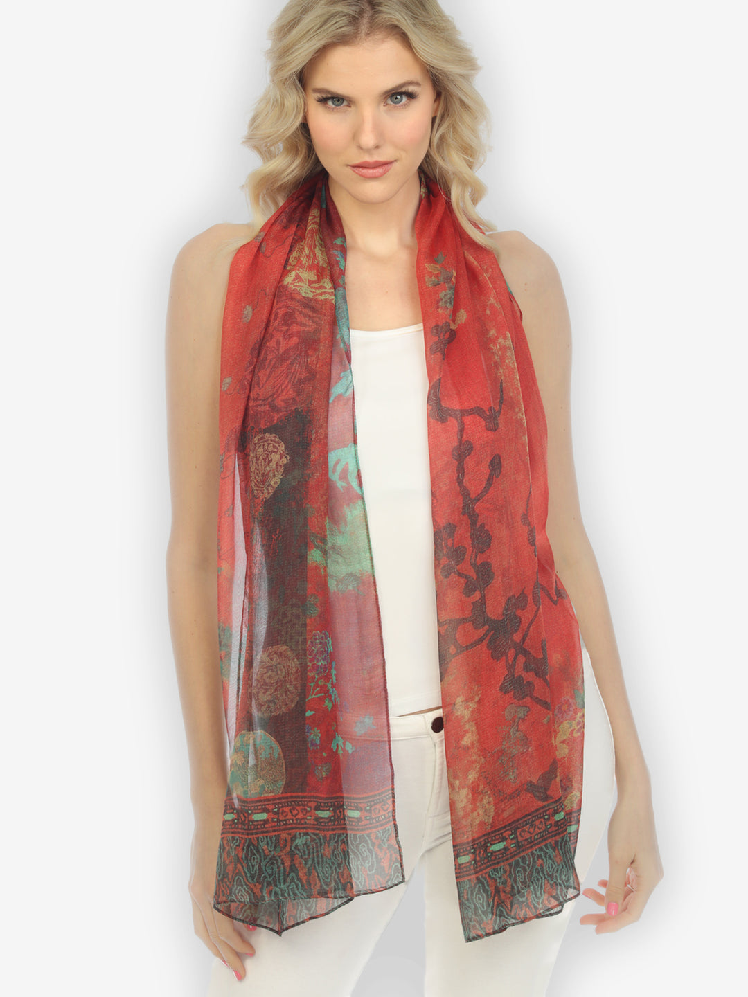 Vintage Vase Floral Silk Scarf
